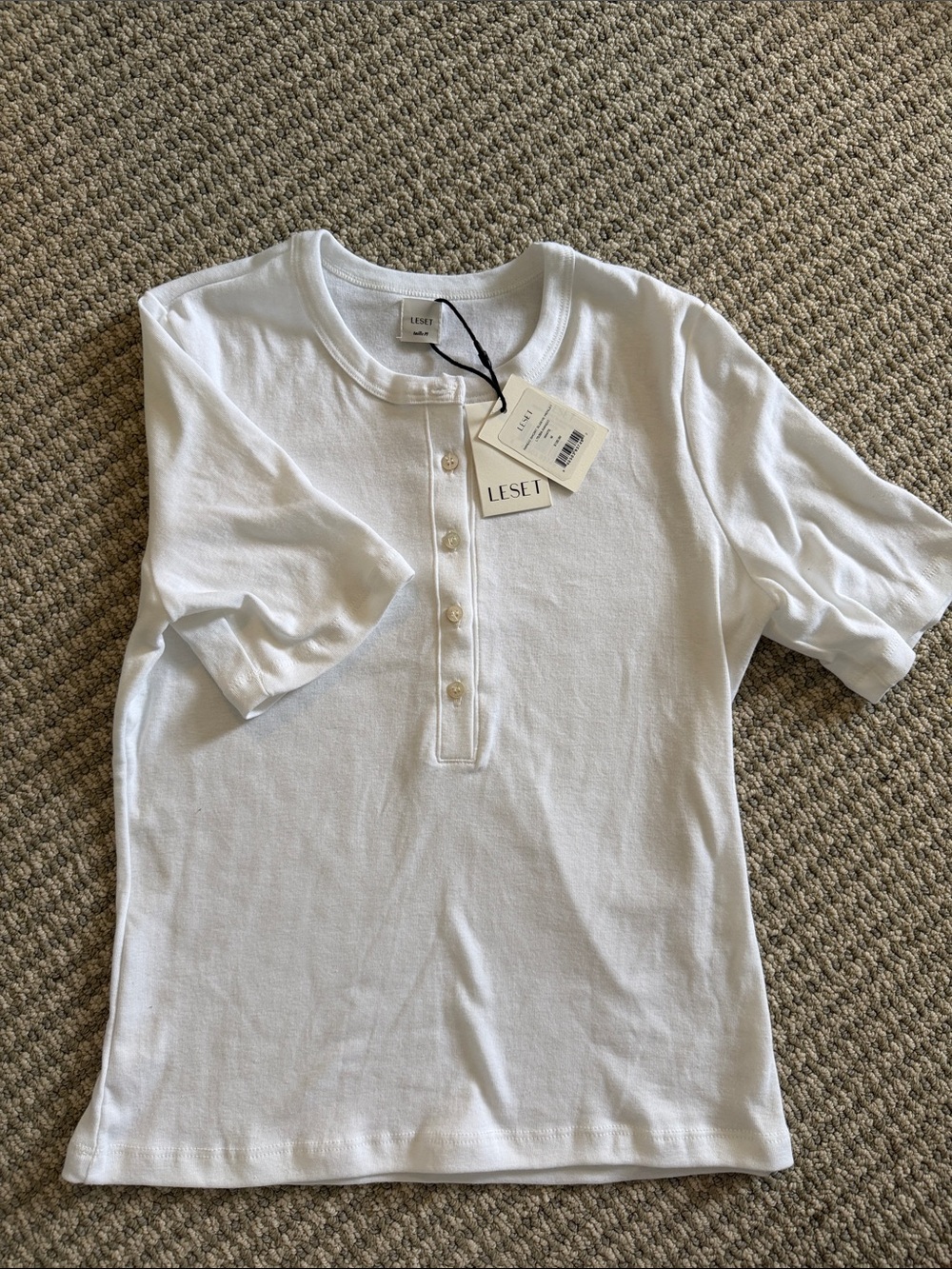 LESET White Henley Tee - Picture 2 of 5